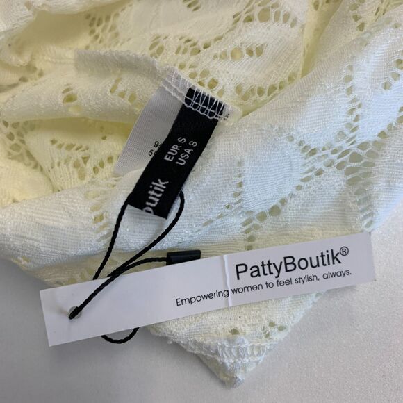 Patty Boutik Floral Lace See Through Cocktail Dress S Small Ivory Long Sleeve - Picture 7 of 11